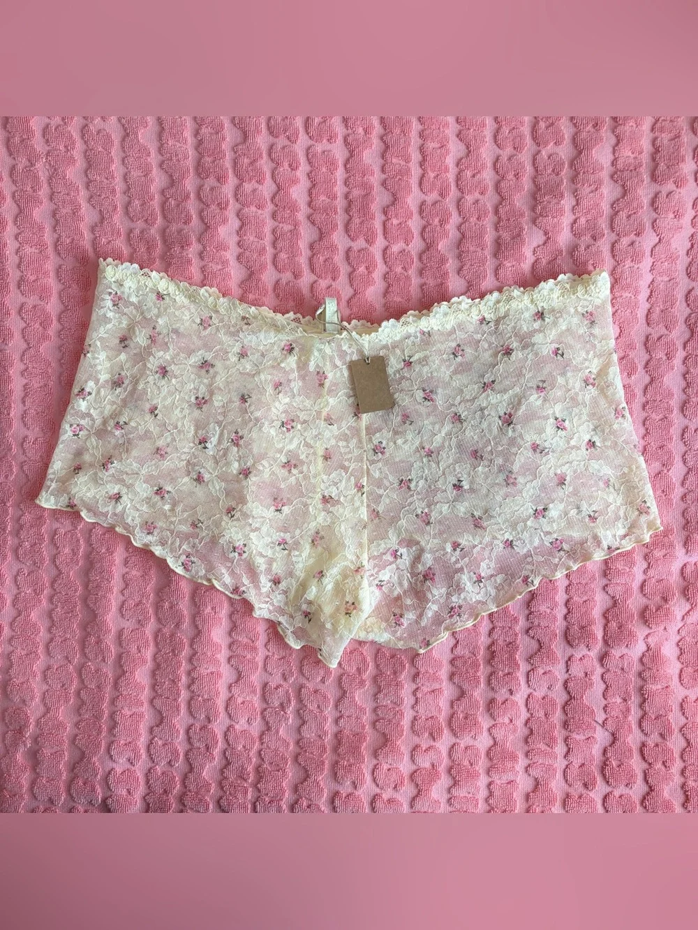 🌸 SKIMS Stretch Lace Trim Cami & Short Set | Butter Rosebud Print | XL | NW
